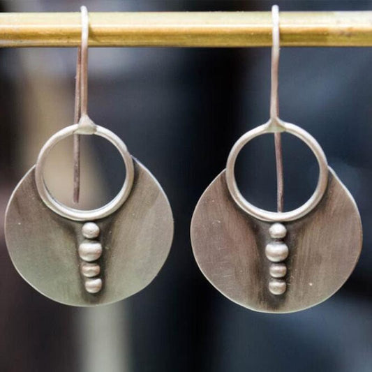 Vintage Metal Ring Hollow Earrings