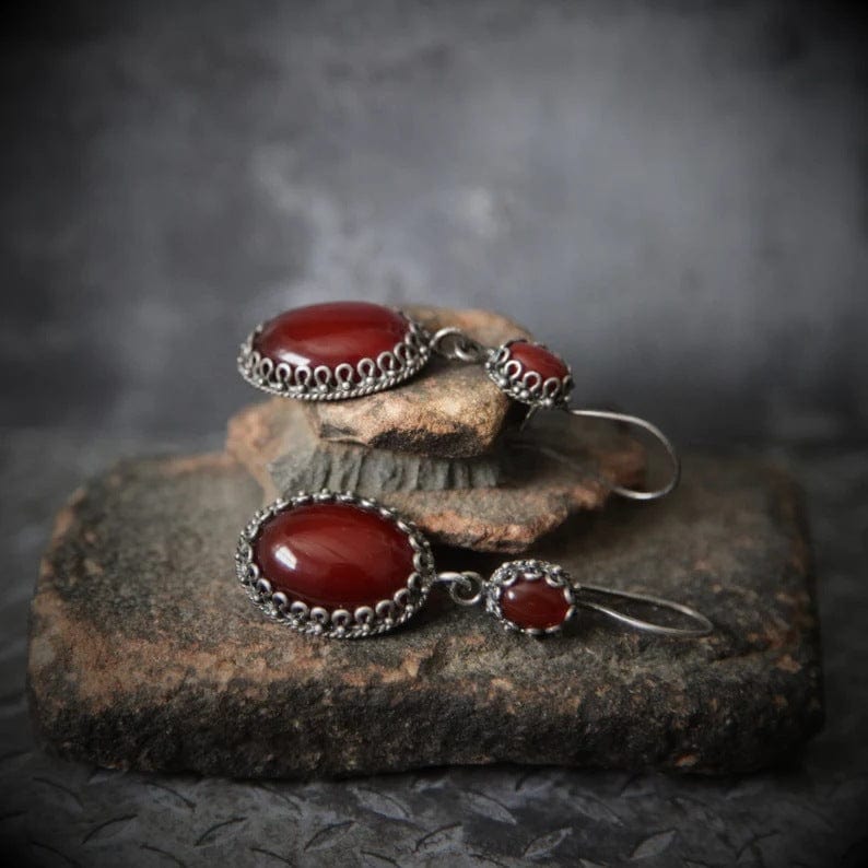 Vintage Baroque Red Stud Earrings
