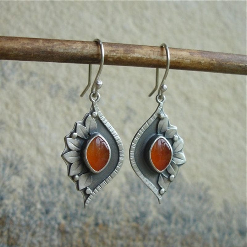 Vintage Marquise Orange Resin Earrings