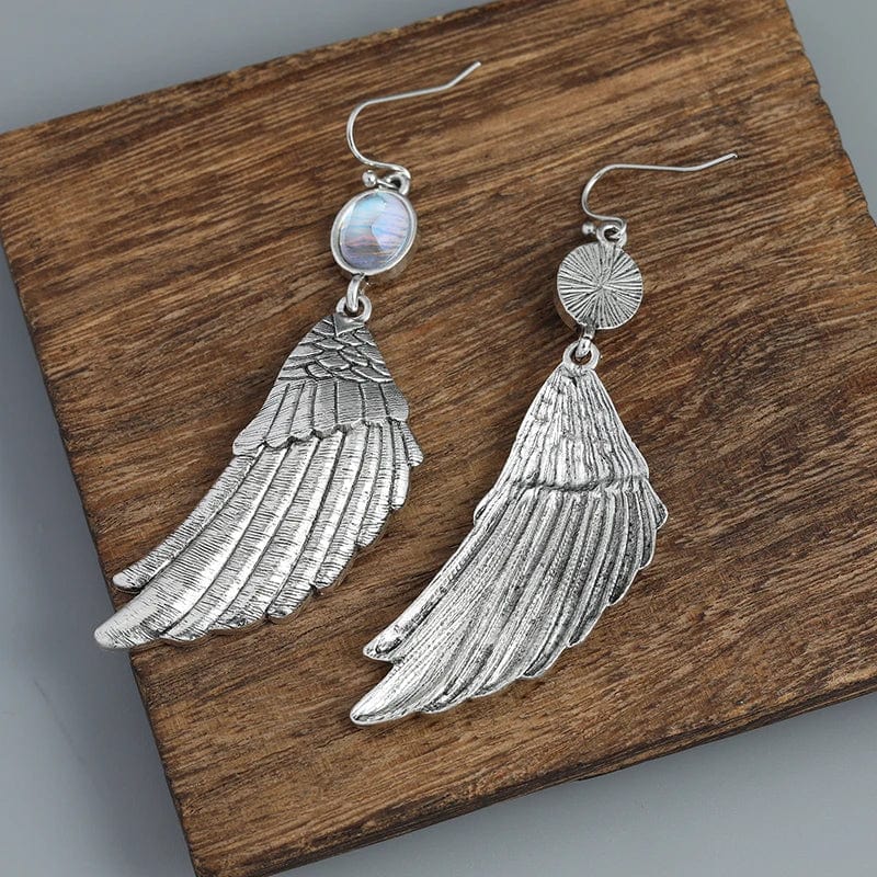 Hand Forged Silver Color Wing Earrings