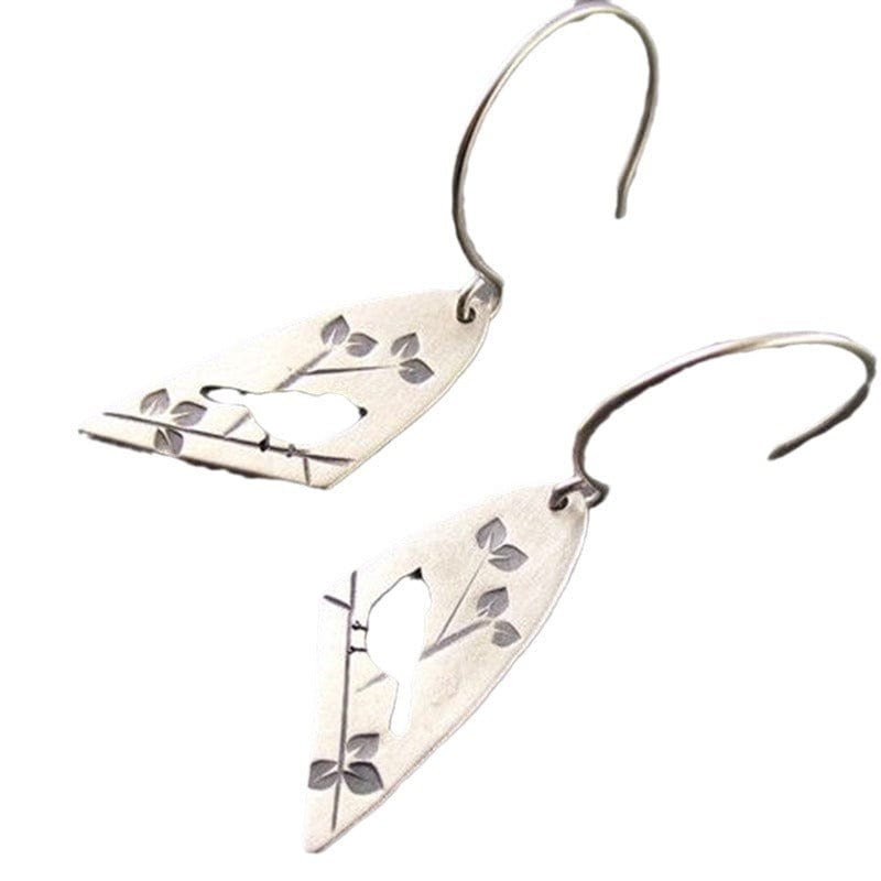 Retro Hollow Flower Bird Earrings