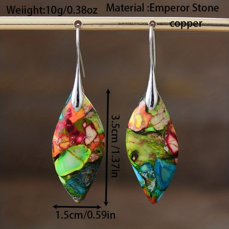 Boho Natural Imperial Stone Water Drop Earrings