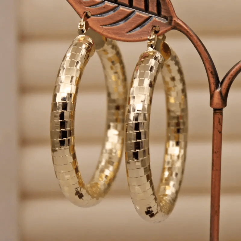 Casual Trendy Gold Plated Copper Oval Hoop Earrings