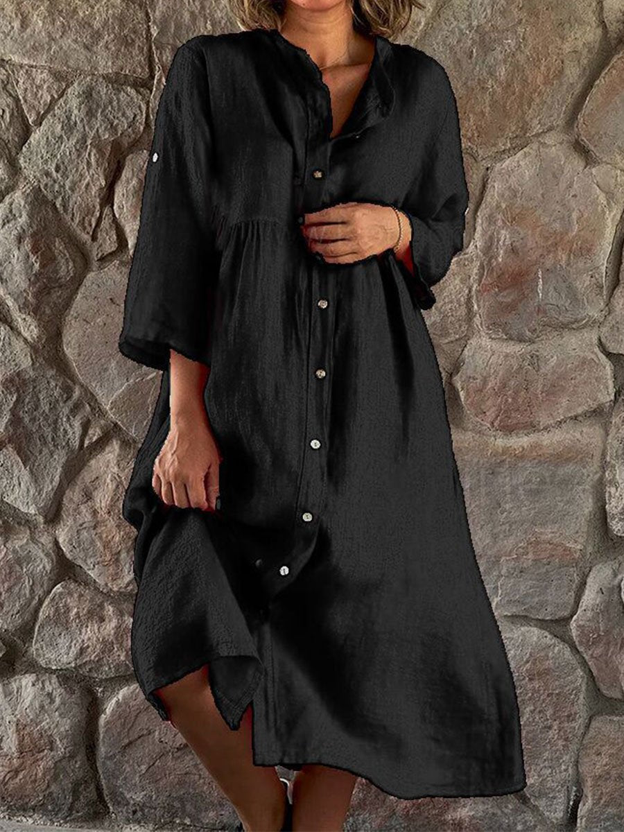 Women's Solid Color Pockets Dress