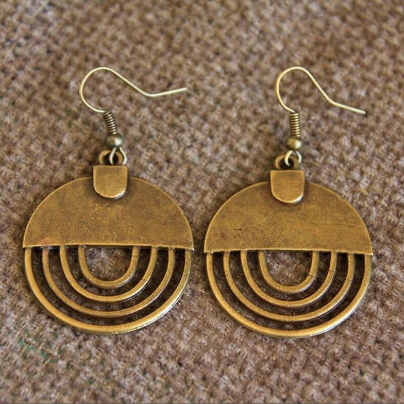Ethnic Round Bronze Hollow Hook Earrings