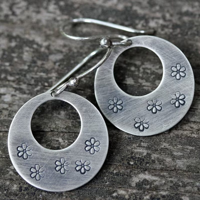 Vintage Women's Round Flower Drop Earrings