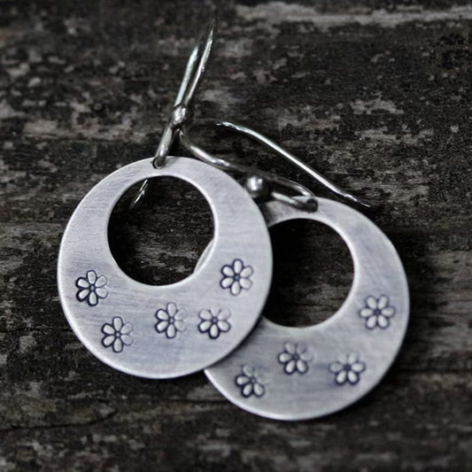 Vintage Women's Round Flower Drop Earrings