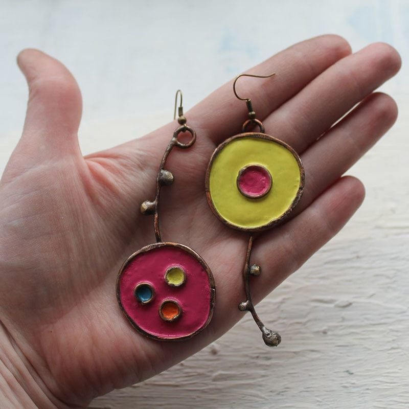 Drip oil graffiti handmade earrings