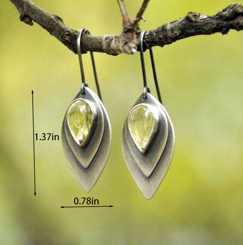 Geometric Water Drop Leaf Earrings