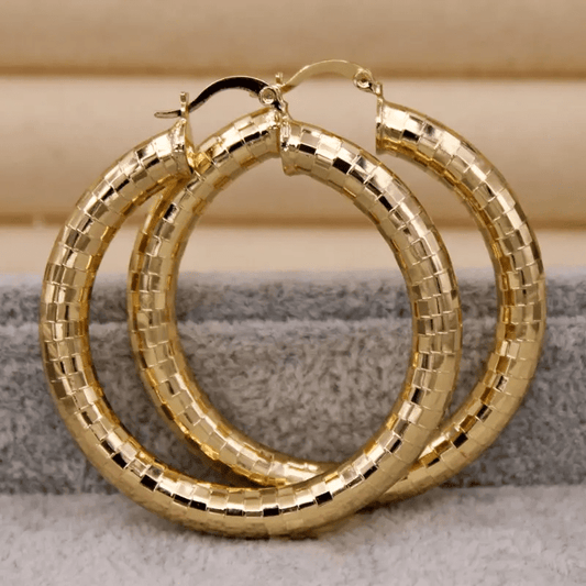 Casual Trendy Gold Plated Copper Oval Hoop Earrings