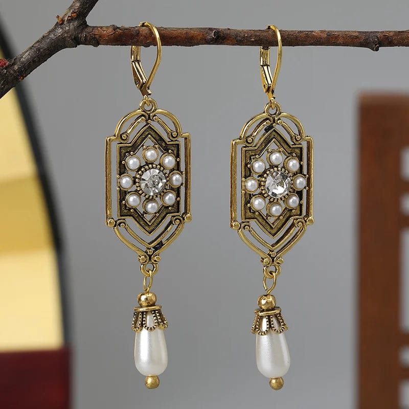 Boho Ethnic Geometric Waterdrop Stone Earrings