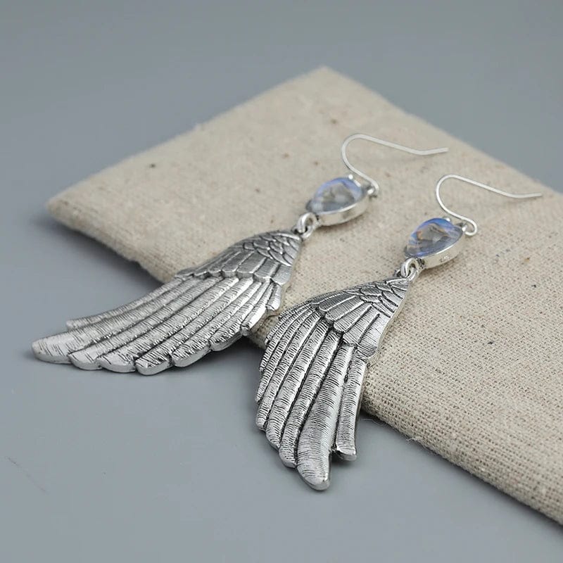 Hand Forged Silver Color Wing Earrings