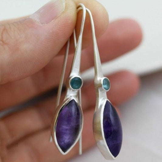 Fashion Inlaid Purple Zircon Earrings