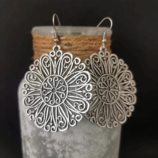 Bohemian Vintage Openwork Flower Earrings