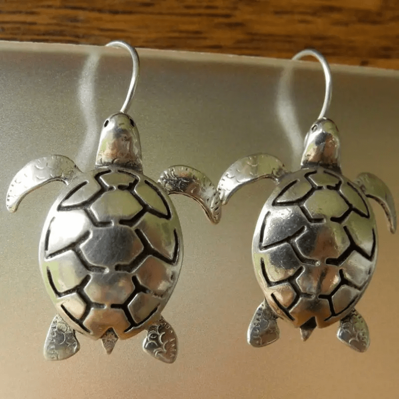 Vintage Ocean Turtle Design Dangle Earrings