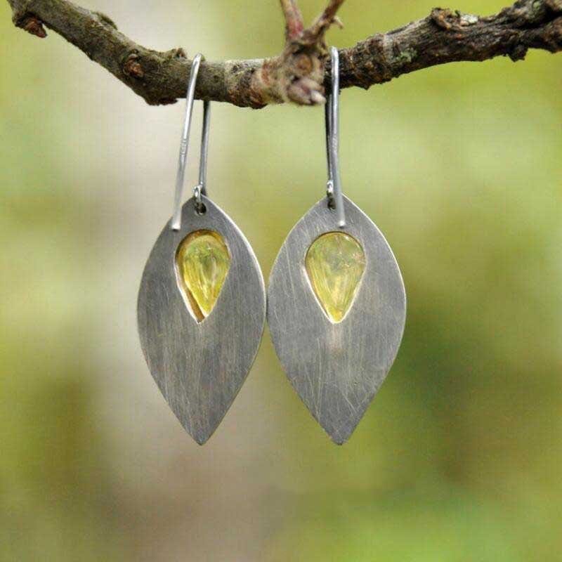 Geometric Water Drop Leaf Earrings