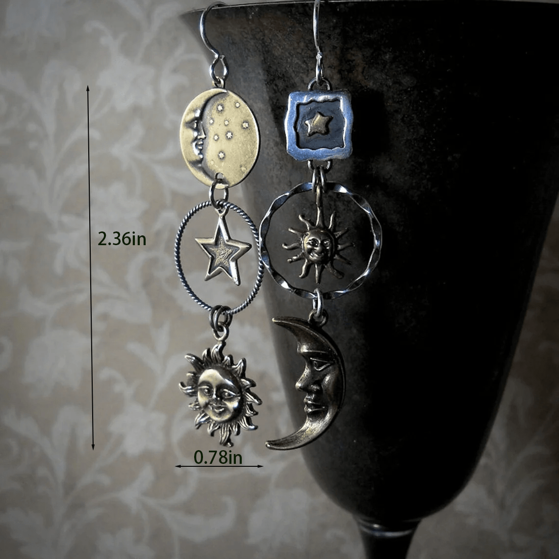 Sun Moon Pendant  Earrings