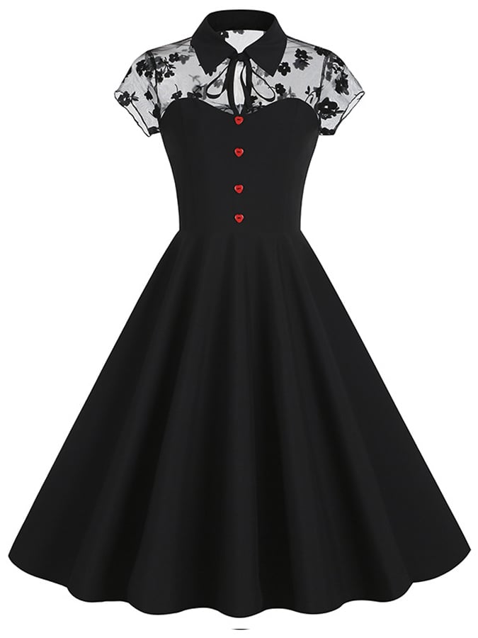 Women's Mesh Gothic Retro Style Patchwork Retro Dress