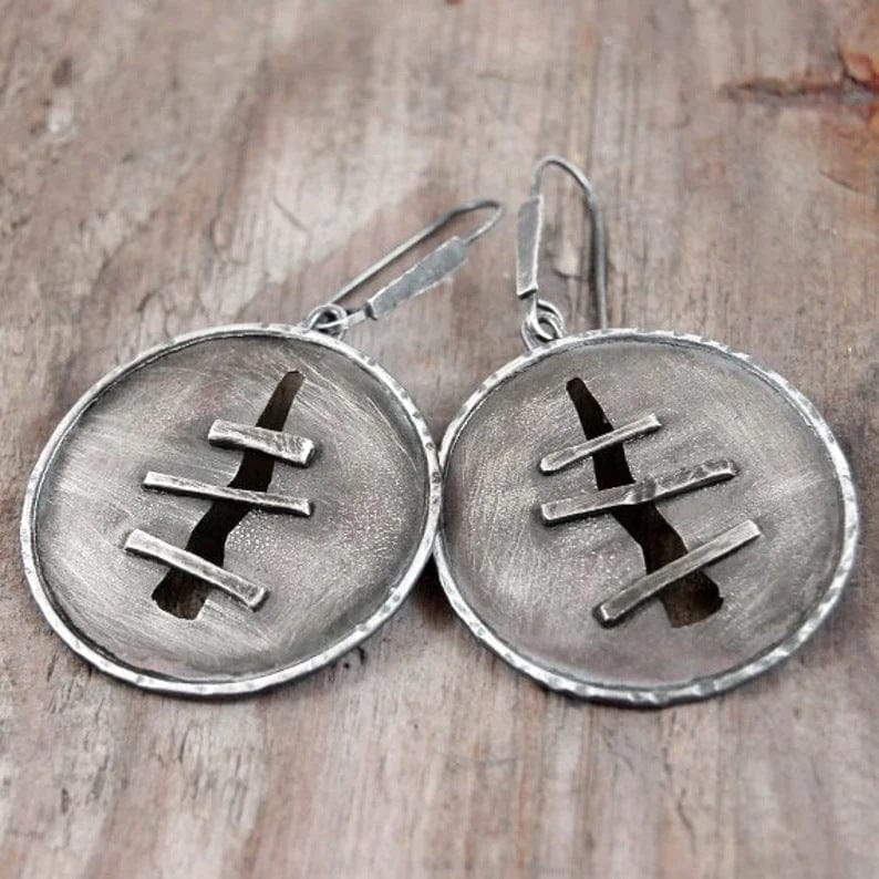 Geometric cutout alloy drop earrings