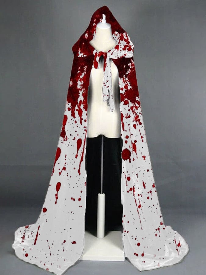 Women's Halloween Horror Bloodstained Print Cape