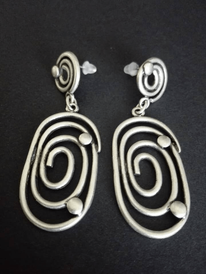 Silvery Spiral Dangle Earrings