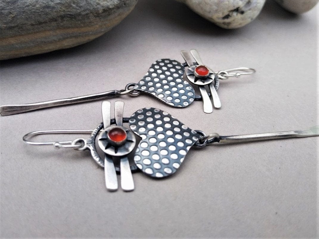 Boho Dragonfly Heart Drop Earrings