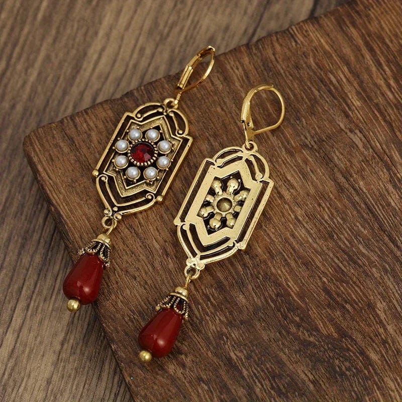 Boho Ethnic Geometric Waterdrop Stone Earrings