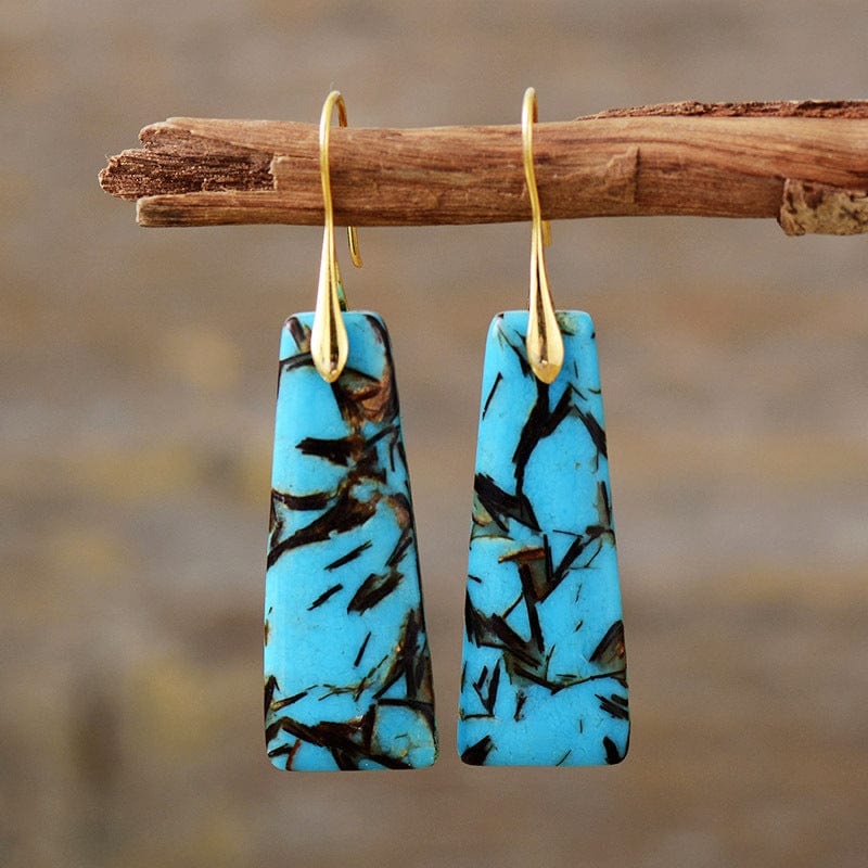 Sea sediment jasper gemstone geometric earrings