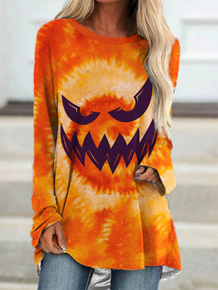 Tie Dye Lantern Ghost Pumpkin Tunic Shirt