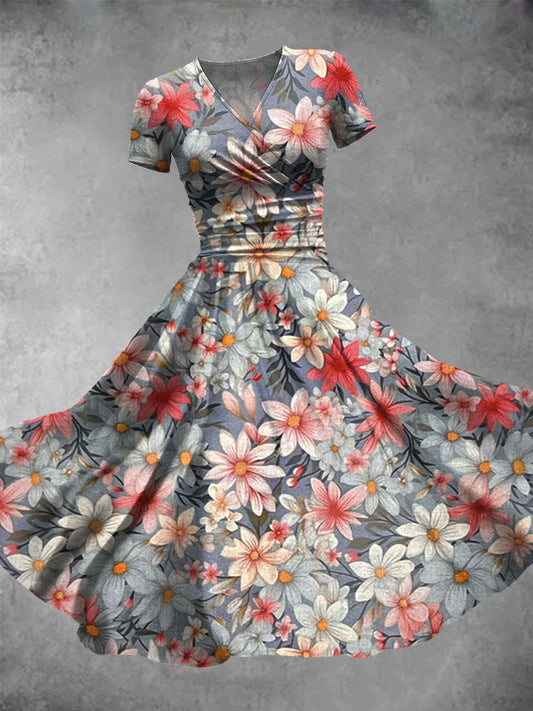 Women's  Flower Garden Art Print Maxi Dress