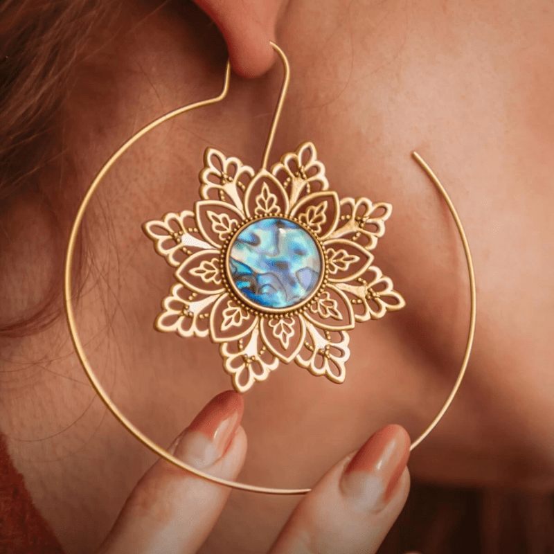 Large Flower Hoop Earrings