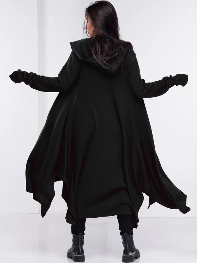 Women's Halloween Asymmetric Witch Long Coat & Cape