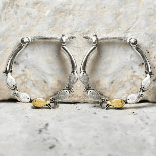 Mini Fish Swimming Against The Current Zinc Alloy Hoop Earrings