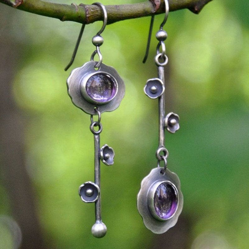 Vintage Metal Artisan Carved Petal Earrings