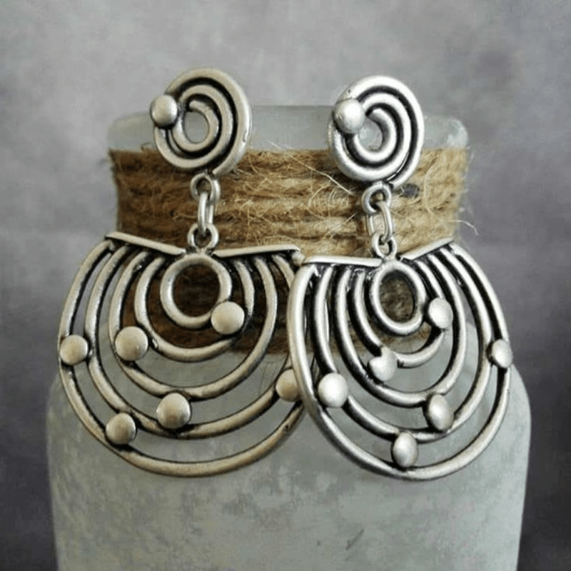 Multi-layer Round Pattern Dangle Earrings