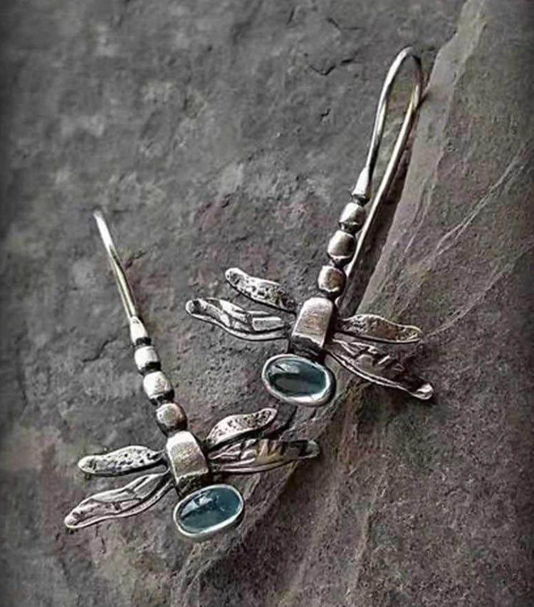 Vintage Antique Silver Dragonfly Earrings