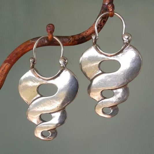 Antique Silver Hollow Spiral Earrings