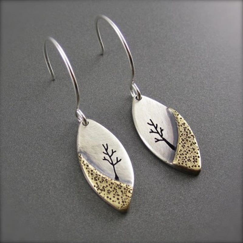 Vintage Two-tone Tree Drop Earrings