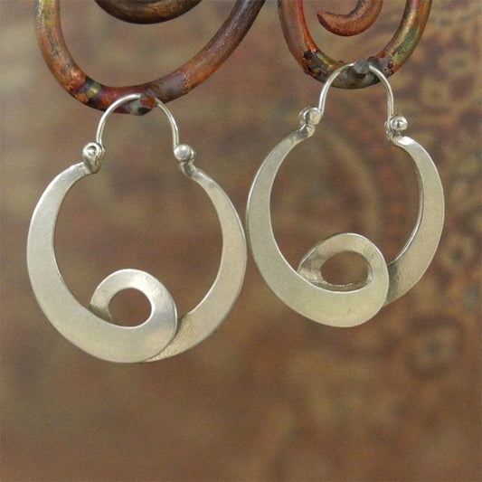 Vintage Cutout Curled Antique Silver Earrings