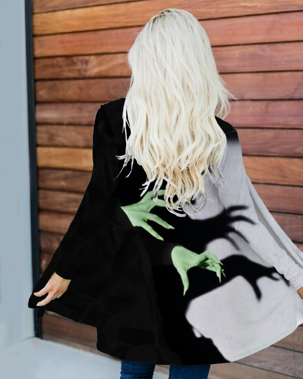 Halloween Witch Shadow Print Casual Cardigan