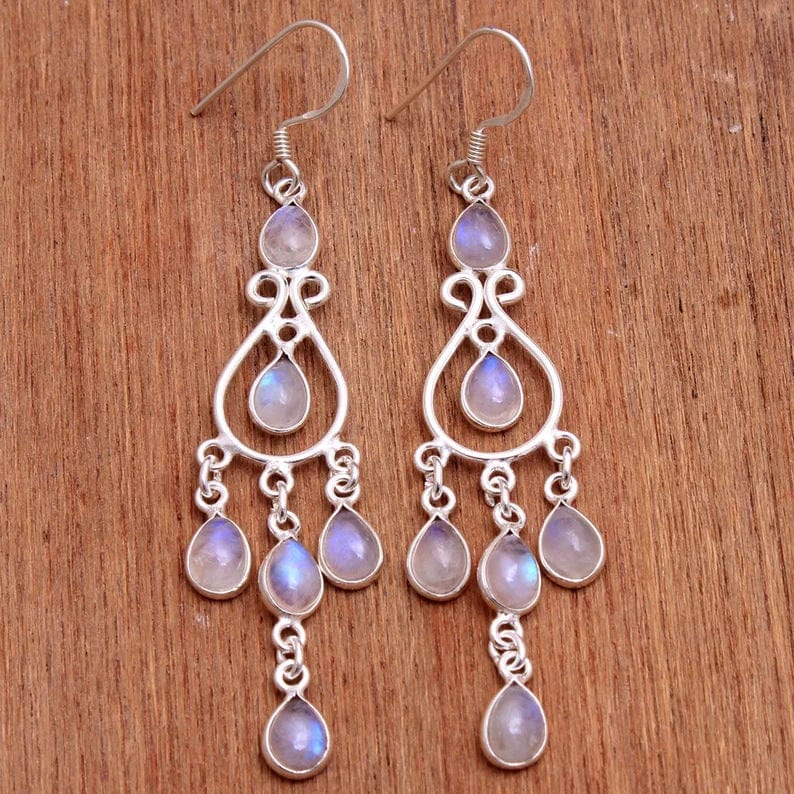 Bohemian Vintage Drop Moonstone Drop Earrings