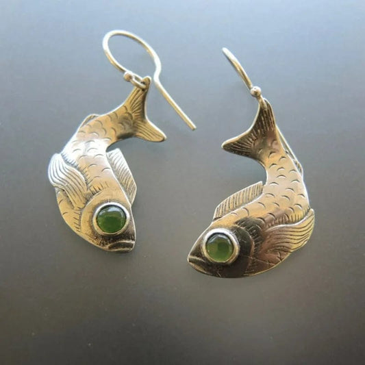 New Design Cute Fish Silver Color Alloy Drop Earrings