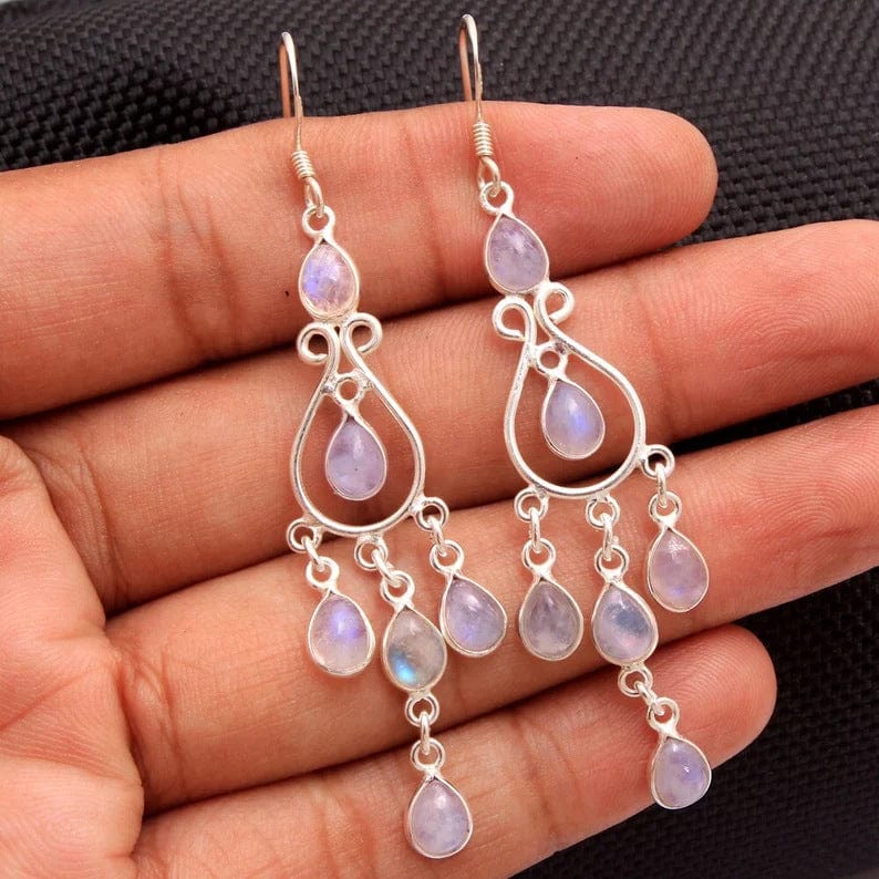 Bohemian Vintage Drop Moonstone Drop Earrings