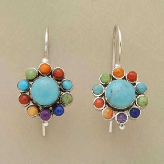 Multicolor Turquoise Round Earrings