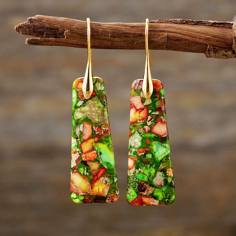 Sea sediment jasper gemstone geometric earrings