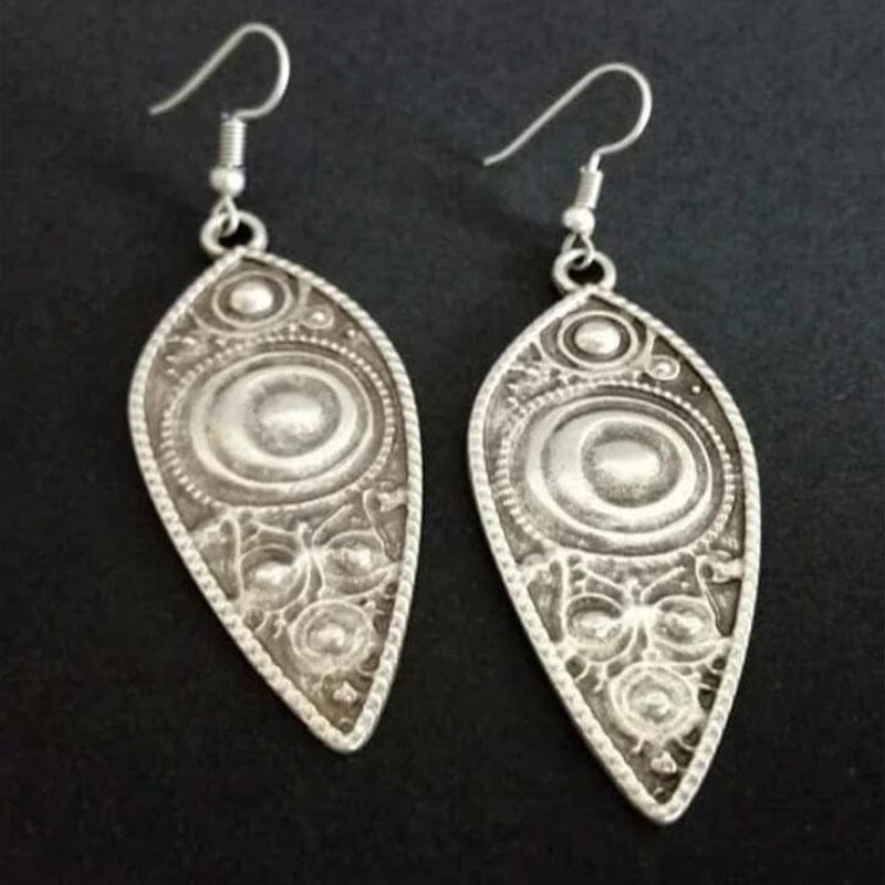 Vintage Thai Silver Leaf Carved Totem Earrings