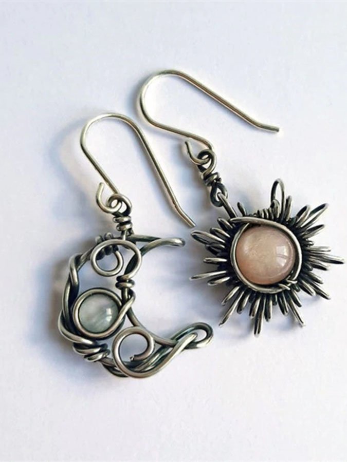 Retro Sun Moon Earrings