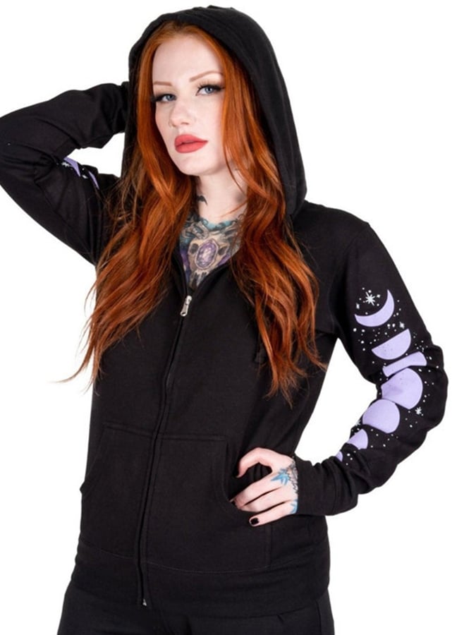 Gothic Dark Print Long Sleeve Hooded Women'S Sweatshirt