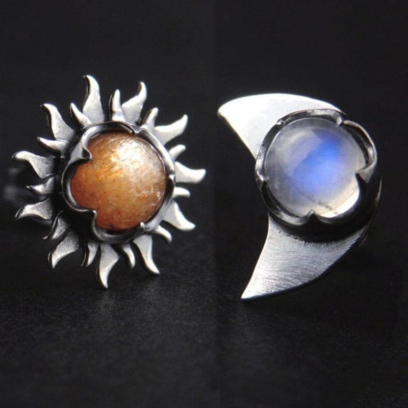 Bohemian Sun and Moon Stud Earrings