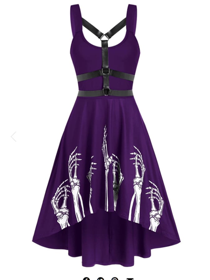 Halloween Gothic Print Strap Dress